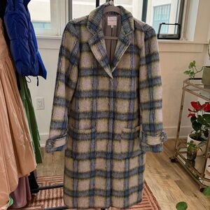 CYRUS Blue and Yellow Plaid Pea Coat